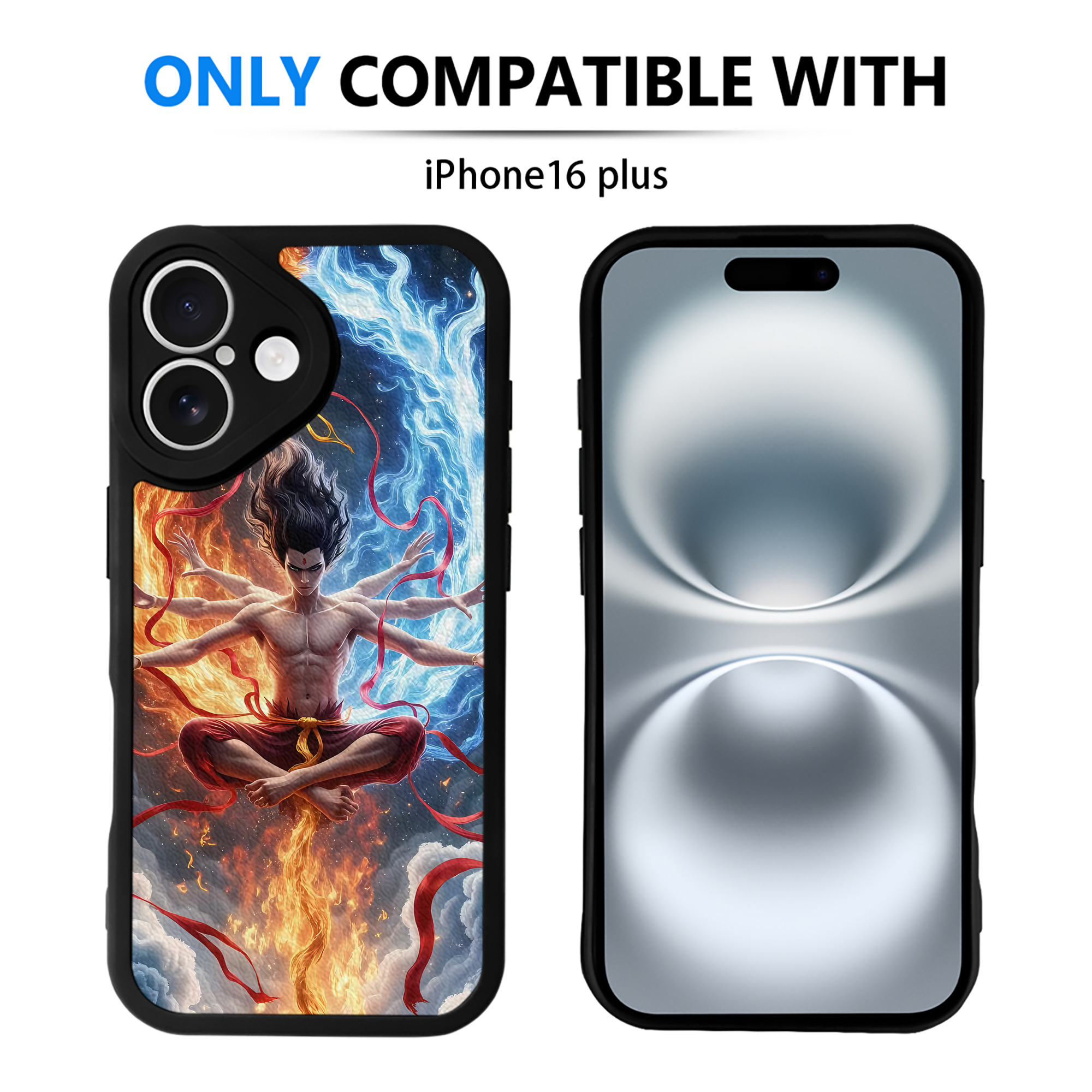 （画像用） Ne Zha 2 ナタ 魔童の大暴れ 【iPhone 16シリーズ対応】シリコンスマホケース（レザー調） 材質：シリコン